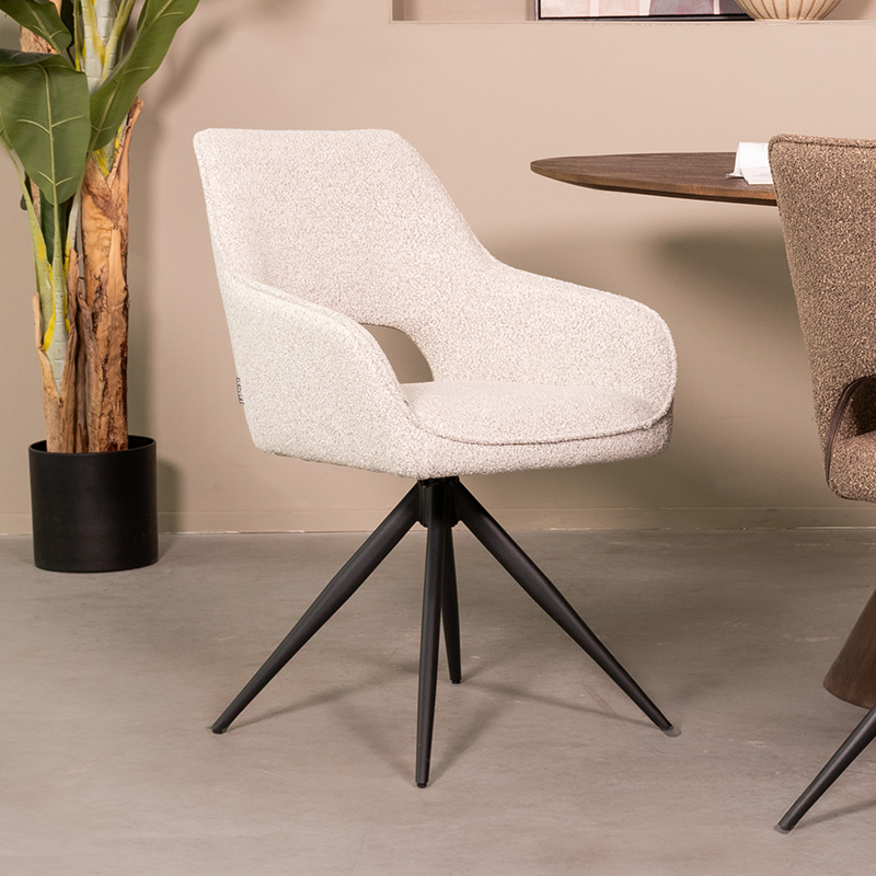 Chaise de salle à manger I_Finley - Pivotant - Accoudoir - Champagne - WIT - Boucle - Rurale - LABEL51