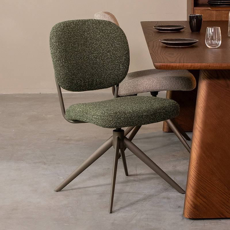 Chaise de salle à manger I_Geneva - Pivotant - Forêt - GROEN - Royal Boucle - Sans accoudoir - Design - LABEL51