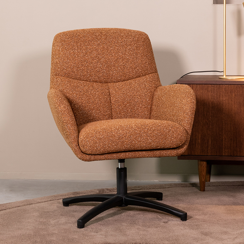 Fauteuil I_Chill Zone - Pivotant - Accoudoir - Coral - ORANJE - Royal Boucle - Moderne - LABEL51