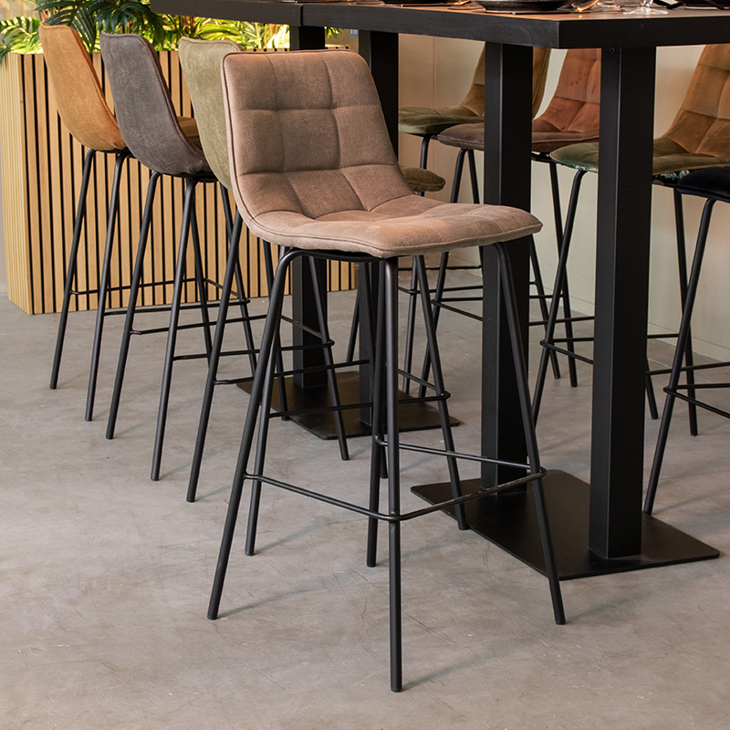 Tabouret de bar I_Bistro - Hoog - Taupe - Marron - Micro Suede - Sans accoudoir - Moderne - LABEL51
