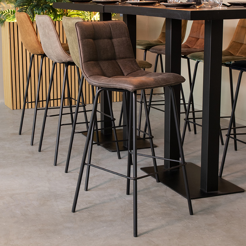 Tabouret de bar I_Bistro - Hoog - Anthracite - Gris - Micro Suede - Sans accoudoir - Moderne - LABEL51