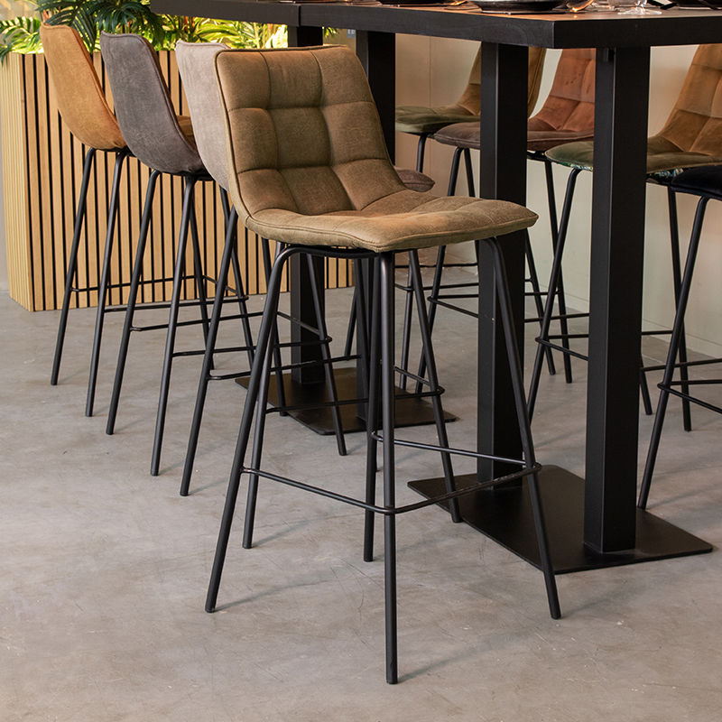 Tabouret de bar I_Bistro - Hoog - Moss - Vert - Micro Suede - Sans accoudoir - Moderne - LABEL51