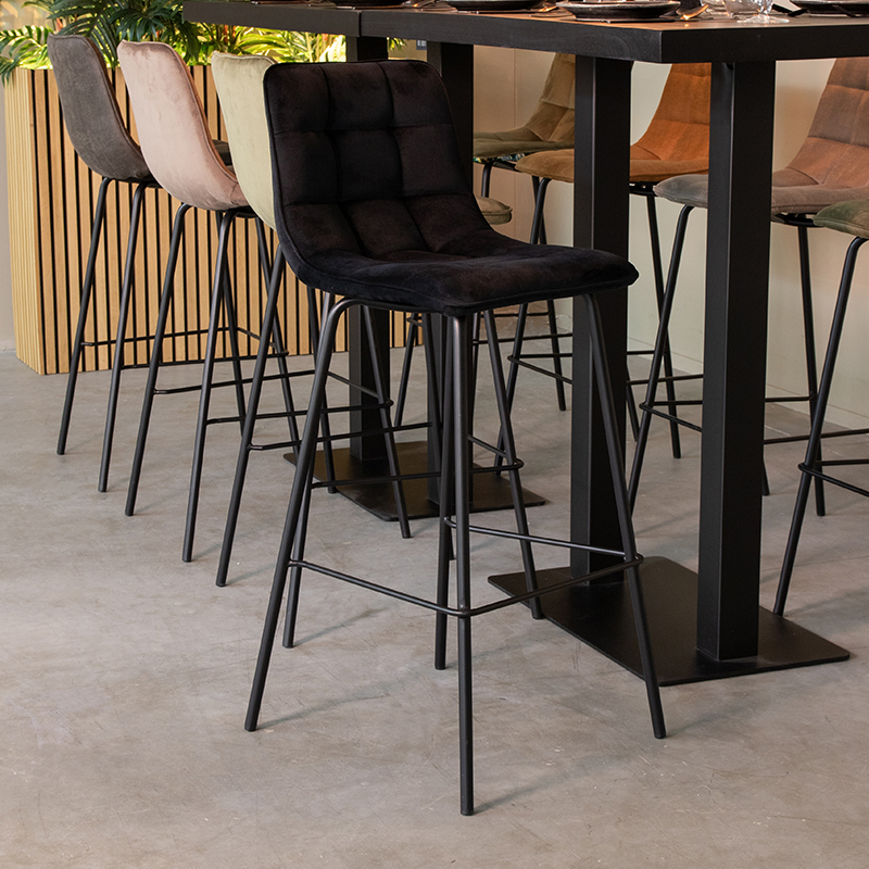Tabouret de bar I_Bistro - Hoog - Noir - Velours - Sans accoudoir - Moderne - LABEL51