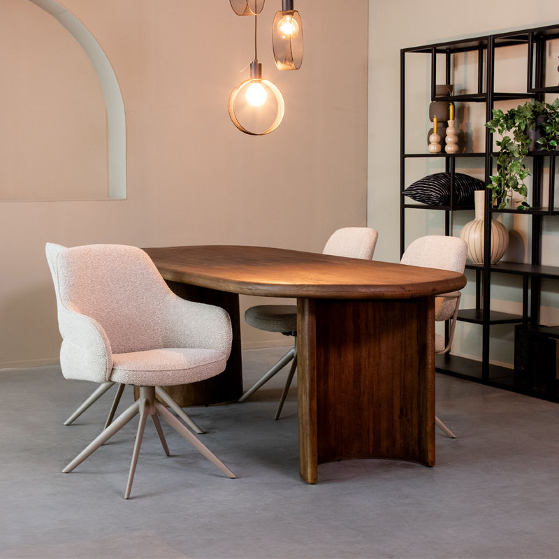 Chaise de salle à manger I_Bern - Accoudoir - Naturel Beige - Royal Boucle - Scandinave - LABEL51