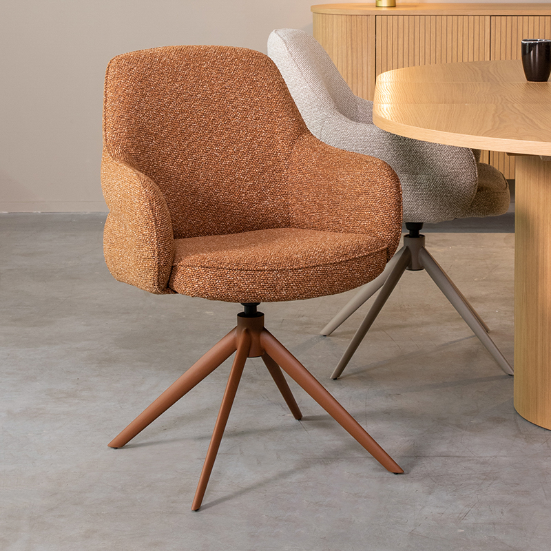 Chaise de salle à manger I_Bern - Accoudoir - Coral - Orange - Royal Boucle - Design - LABEL51