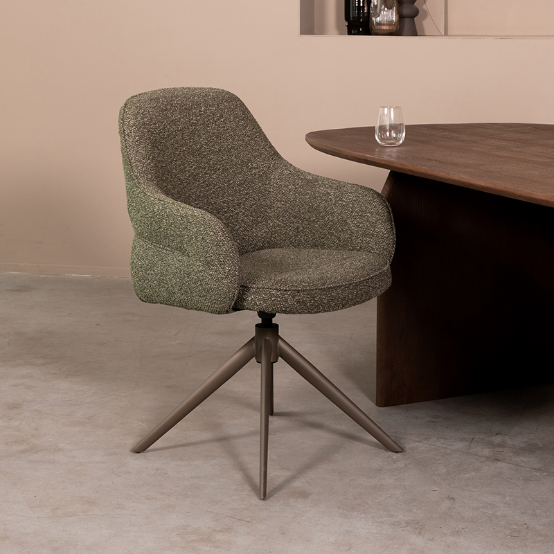 Chaise de salle à manger I_Bern - Accoudoir - Forêt - Vert - Royal Boucle - Design - LABEL51