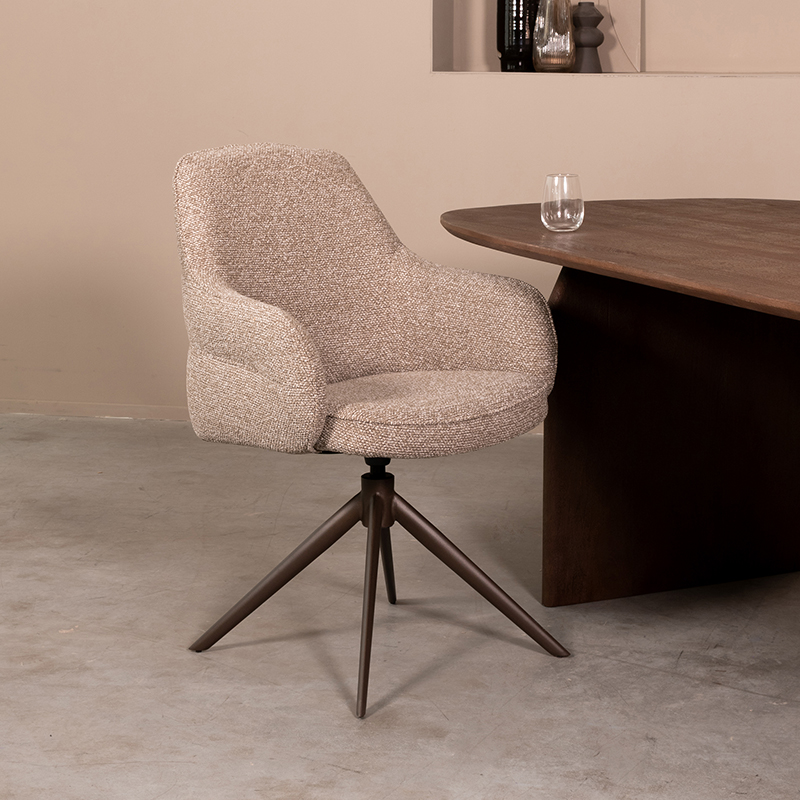 Chaise de salle à manger I_Bern - Accoudoir - Mushroom - Marron - Royal Boucle - Design - LABEL51
