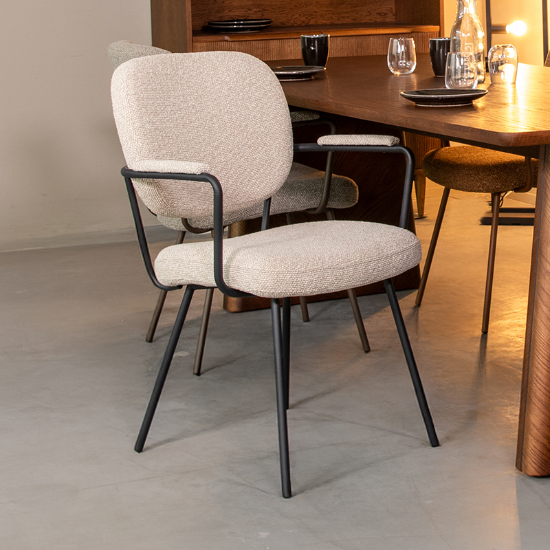 Chaise de salle à manger I_Lausanne - Accoudoir - Naturel Beige - - Rurale - LABEL51