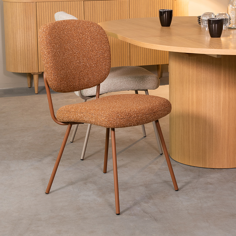 Chaise de salle à manger I_Singapore - Coral - Orange - Royal Boucle - Sans accoudoir - Design - LABEL51