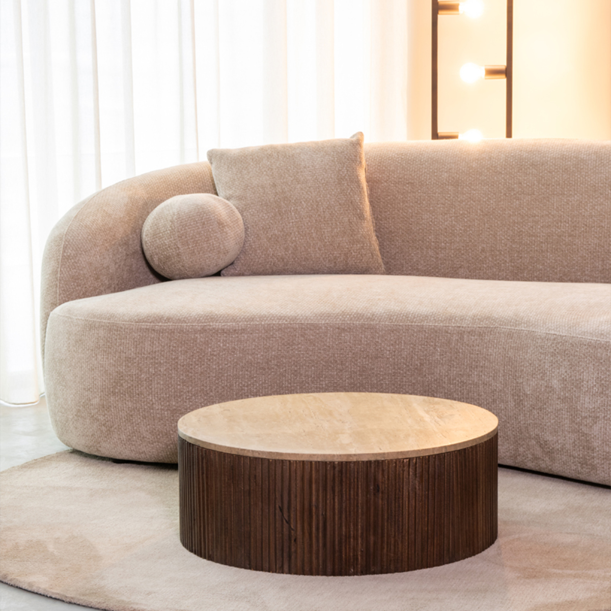 Table basse I_Ribble - Ronde - Espresso - Marron - Travertin - Minimaliste - LABEL51