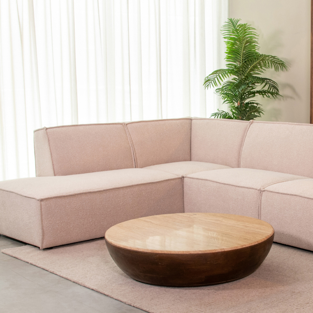 Table basse I_Bowl - Ronde - Espresso - Marron - Travertin - Minimaliste - LABEL51