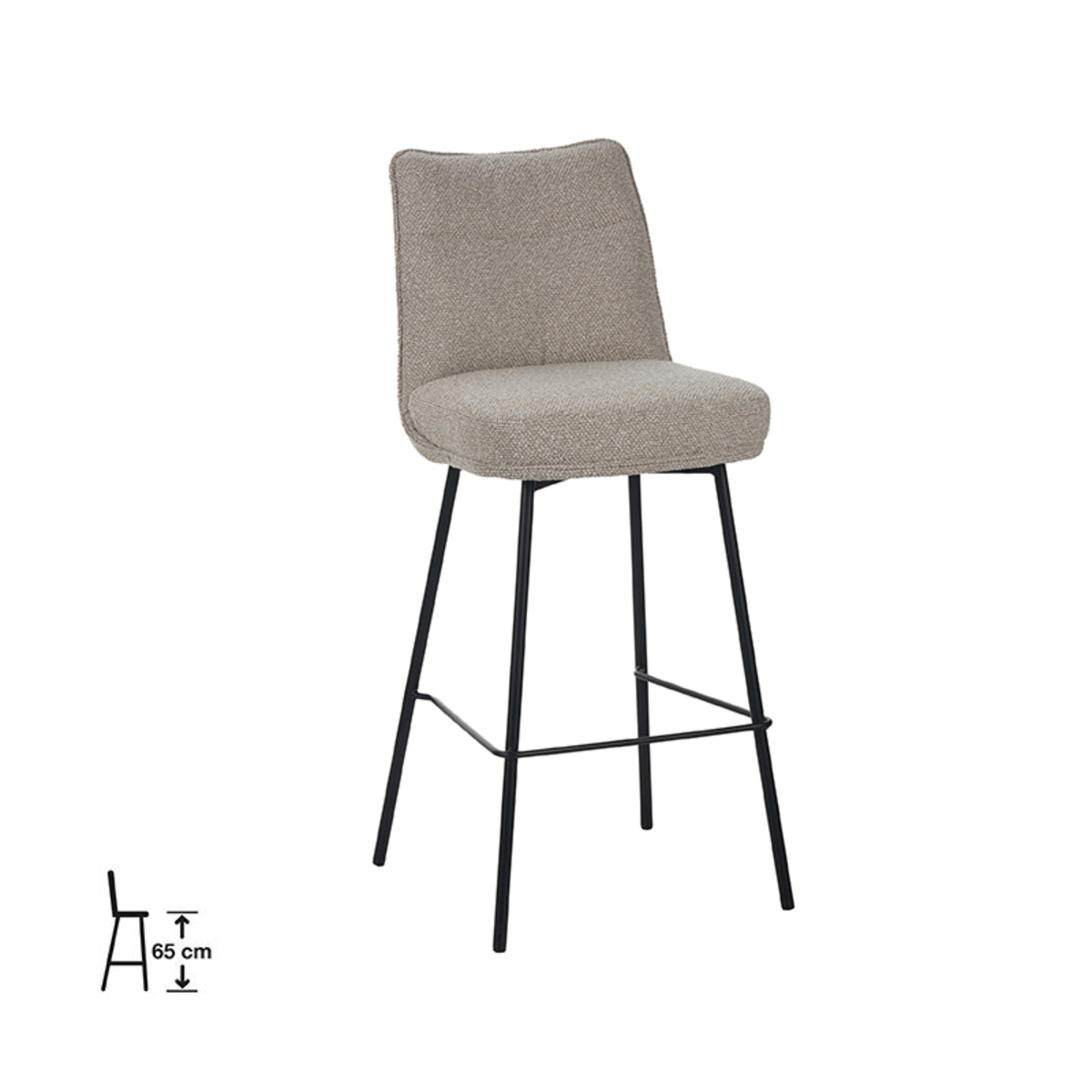 Tabouret de bar I_Lennon - Hoog - Naturel Beige - Royal Boucle - Sans accoudoir - Rurale - LABEL51