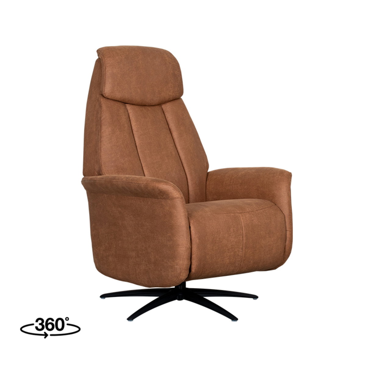Fauteuil I_Oslo - Électrique - Pivotant - Accoudoir - Cognac - BRUIN - Micro Suede - Moderne - LABEL51