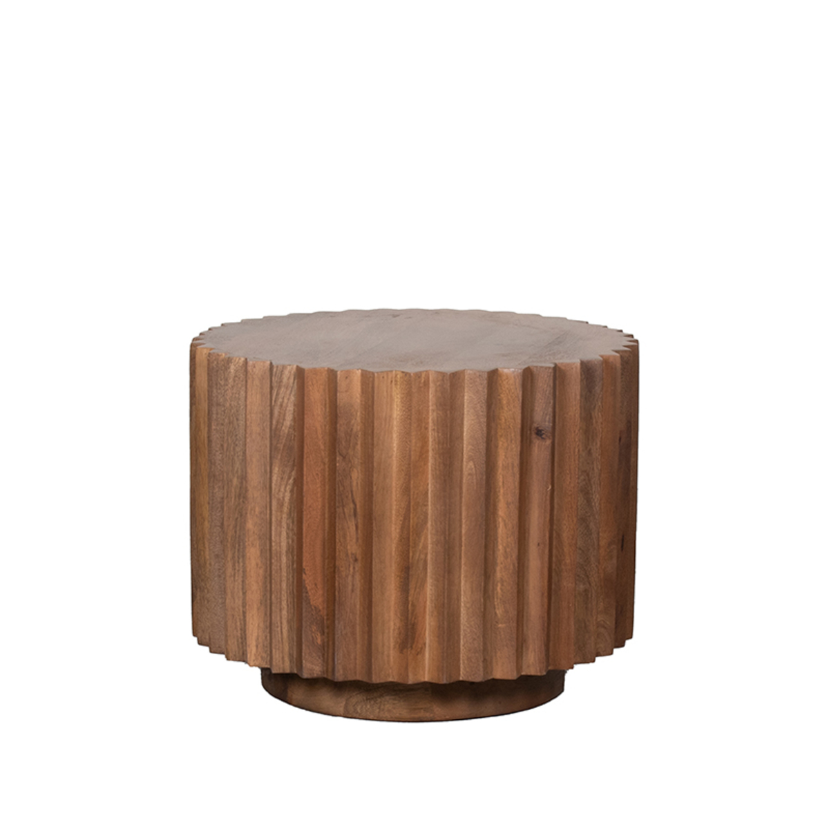 Table basse I_Novan - Ronde - Nature Smooth - Marron - Bois de mangue - Rurale - LABEL51