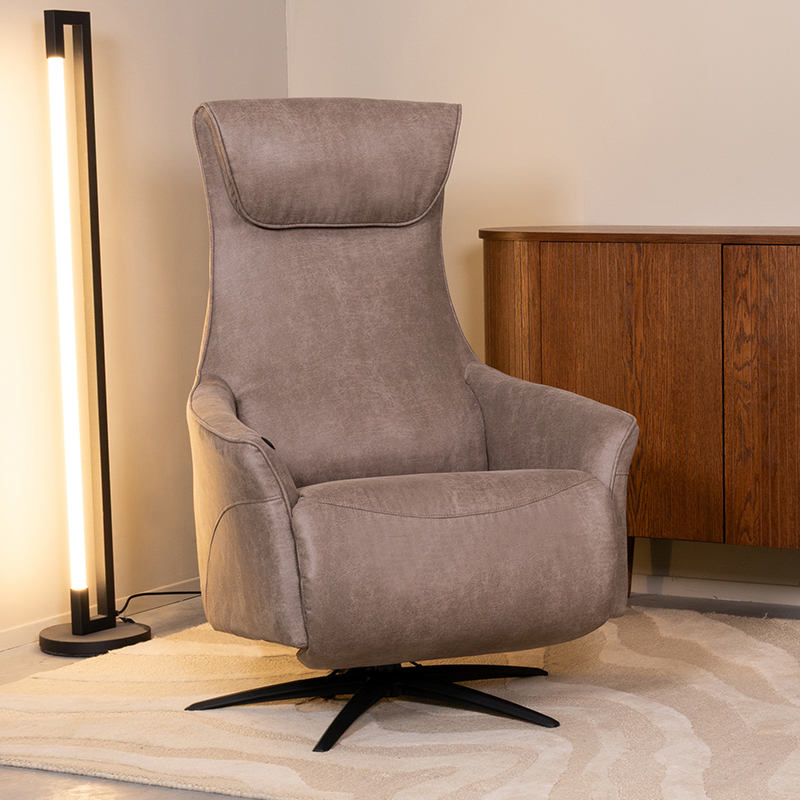 Fauteuil I_Lund - Électrique - Pivotant - Accoudoir - Taupe - BRUIN - - Moderne - LABEL51