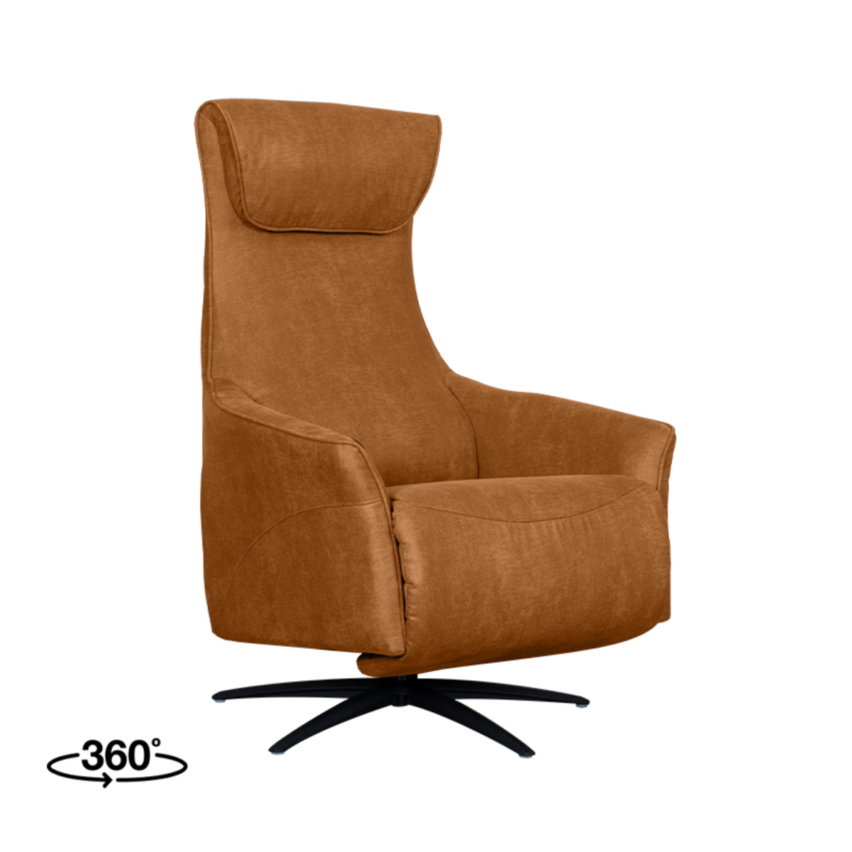 Fauteuil I_Lund - Électrique - Accoudoir - Cognac - Marron - Micro Suede - Moderne - LABEL51