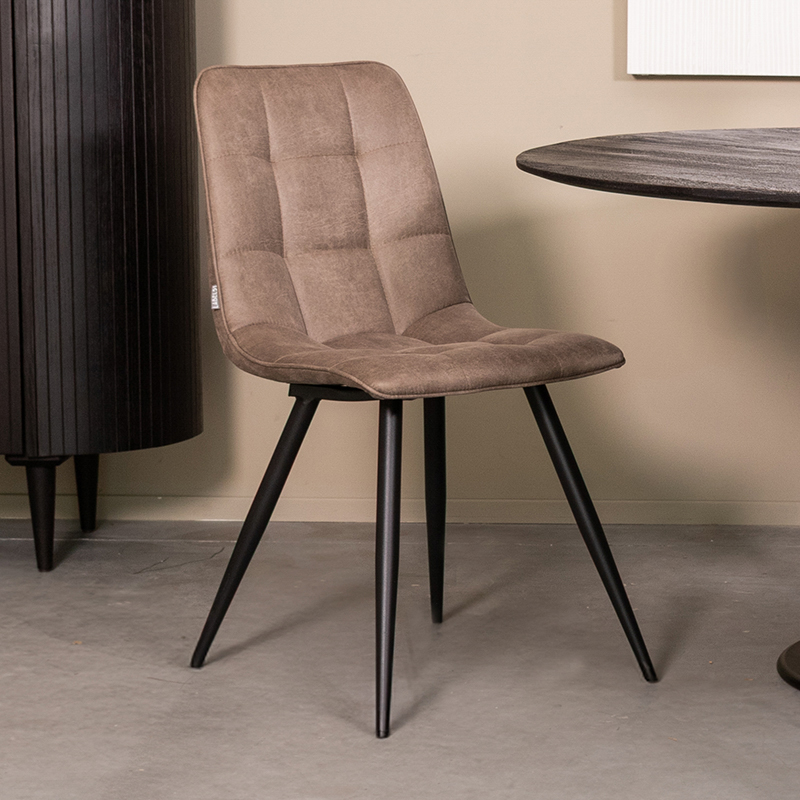 Chaise de salle à manger I_Bistro - Taupe - Marron - Micro Suede - Sans accoudoir - Moderne - LABEL51