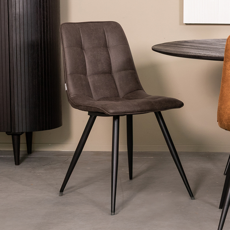 Chaise de salle à manger I_Bistro - Anthracite - Gris - Micro Suede - Sans accoudoir - Moderne - LABEL51