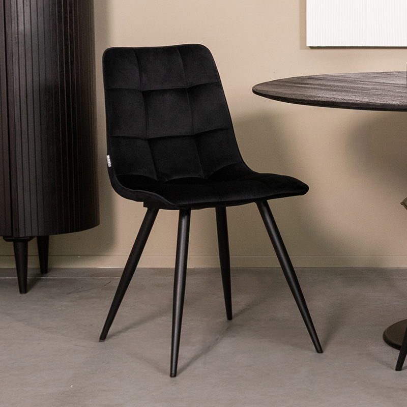 Chaise de salle à manger I_Bistro - Noir - Velours - Sans accoudoir - Moderne - LABEL51