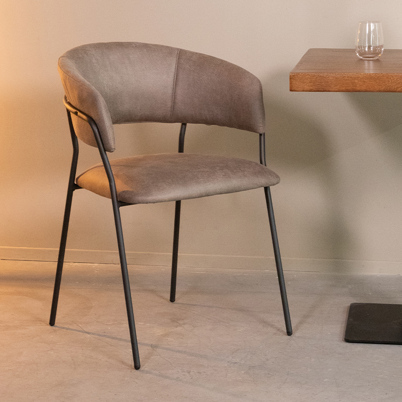 Chaise de salle à manger I_Luuk - Accoudoir - Taupe - BRUIN - - Moderne - LABEL51