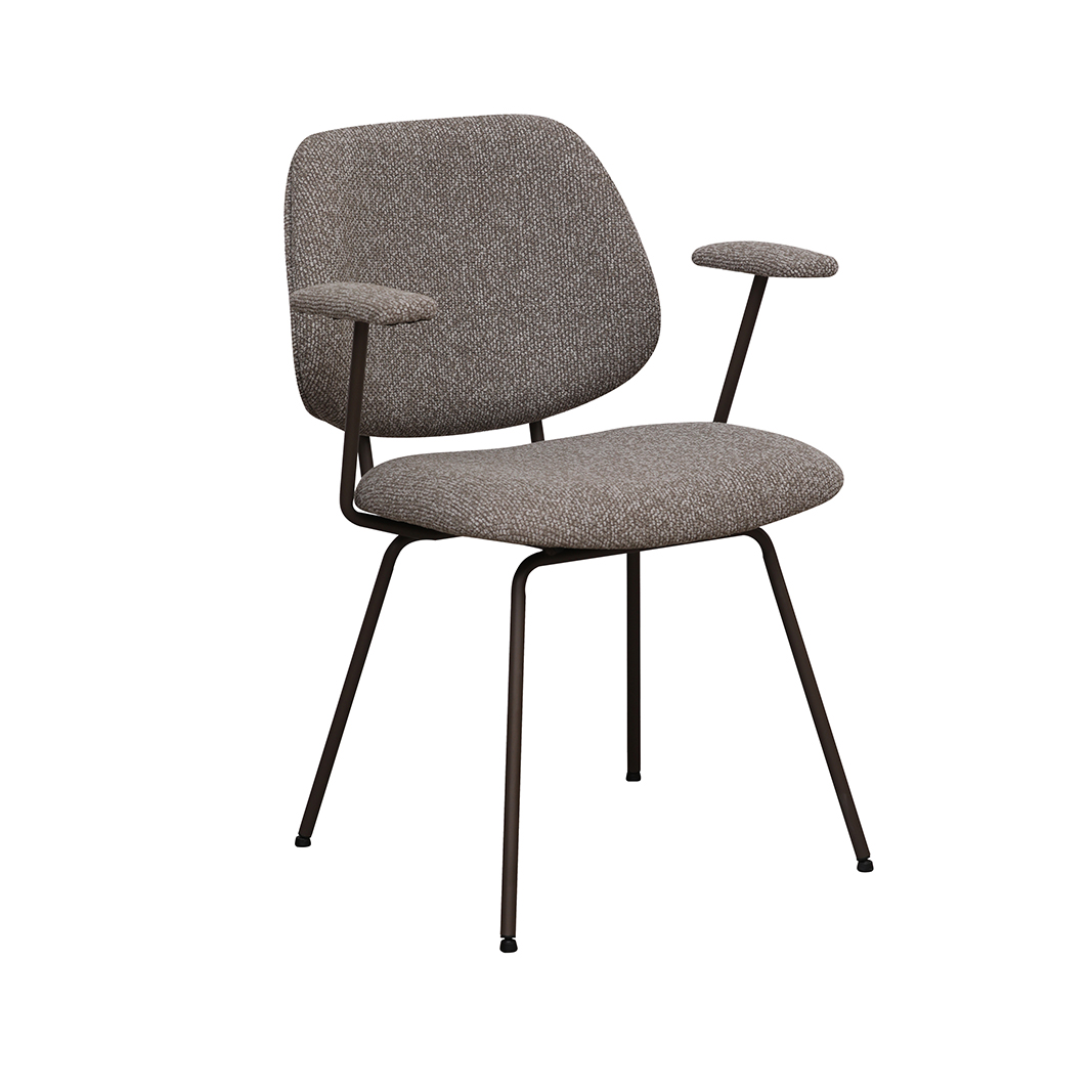 Chaise de salle à manger I_Loreto - Mushroom - Marron - Royal Boucle - Sans accoudoir - LABEL51