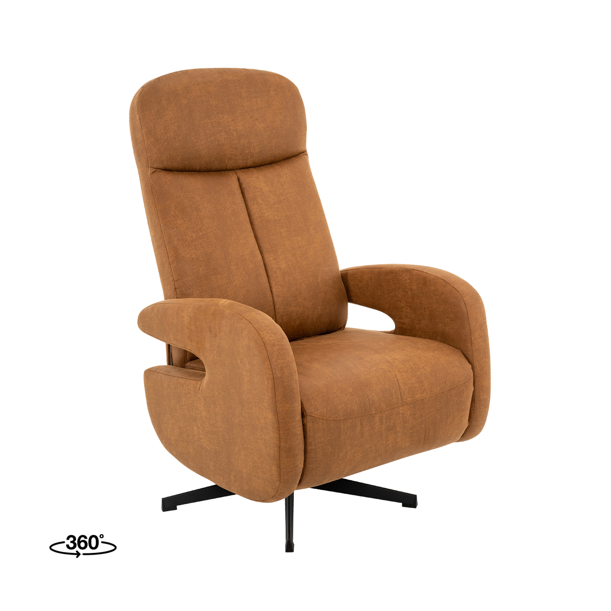 Fauteuil I_Esbjerg - Inclinable - Cognac - Marron - Micro Suede - Sans accoudoir - Moderne - LABEL51