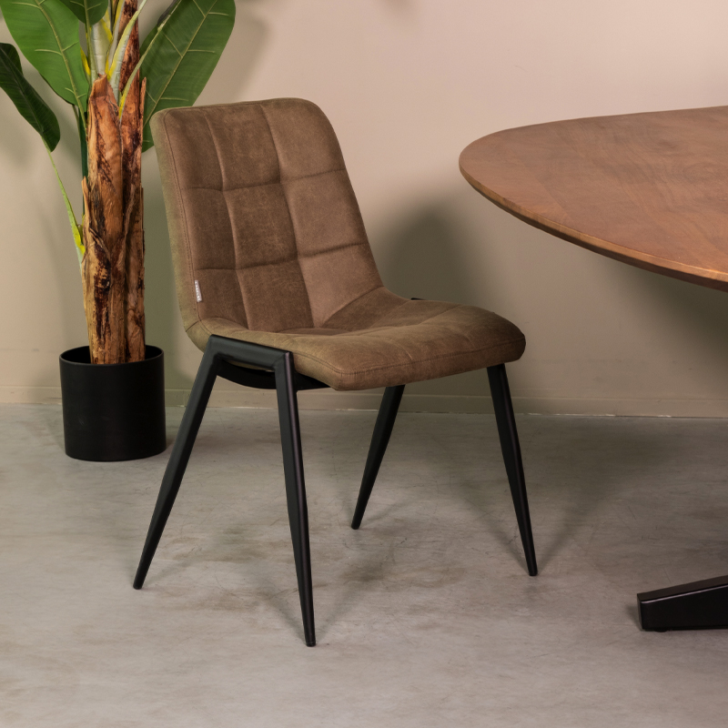 Chaise de salle à manger I_Noor - Moss - Vert - Micro Suede - Sans accoudoir - Moderne - LABEL51