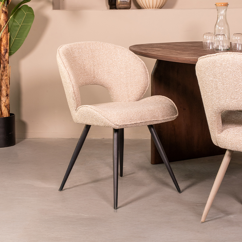 Chaise de salle à manger I_Sakura - Naturel Beige - Royal Boucle - Sans accoudoir - LABEL51