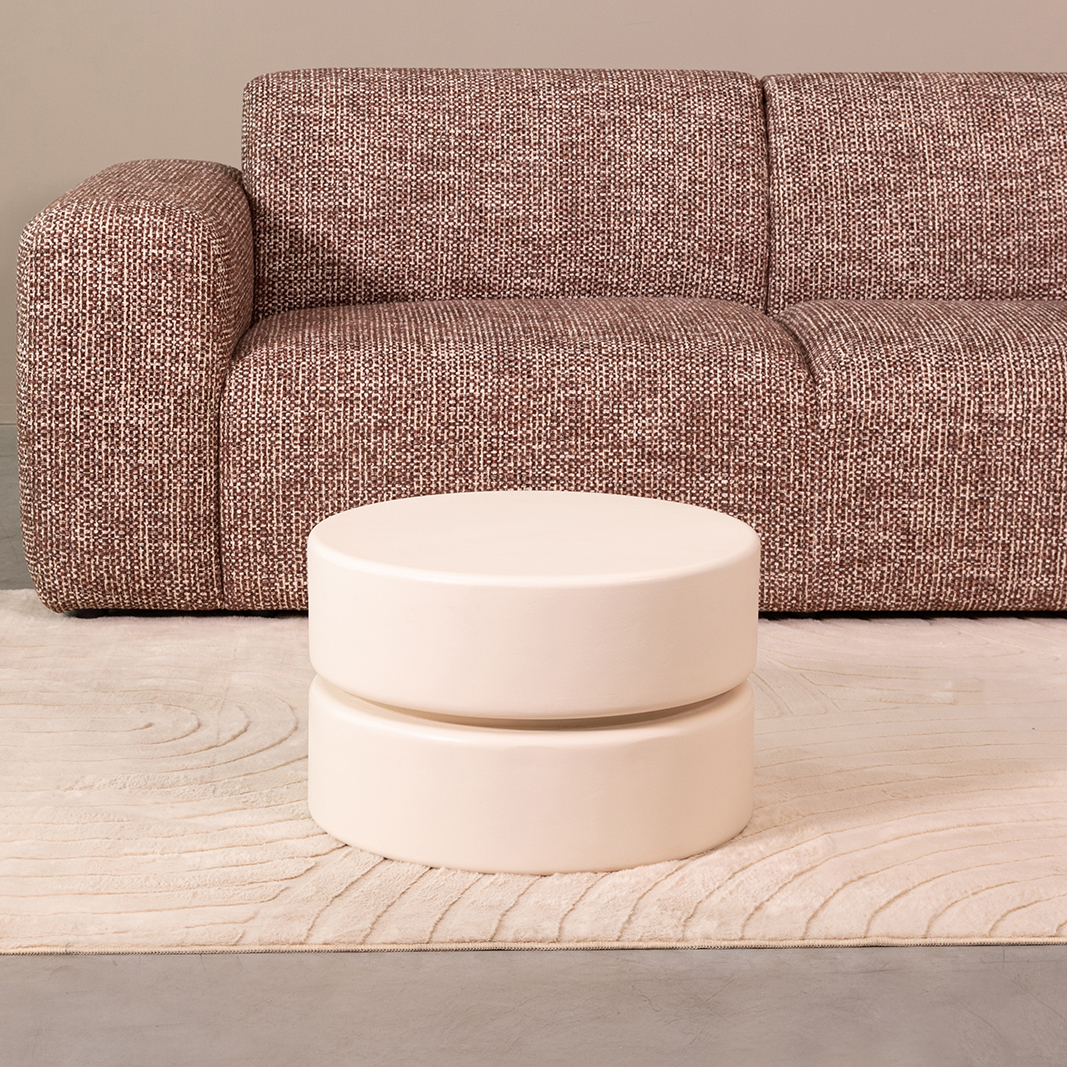 Table basse I_Milly - Ronde - Soft Sand - Creme - Bois de mangue - LABEL51