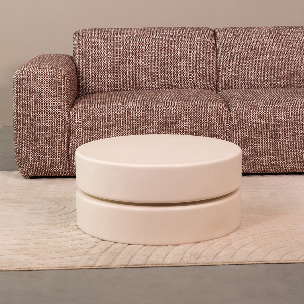 Table basse I_Milly - Ronde - Soft Sand - Creme - Bois de mangue - LABEL51