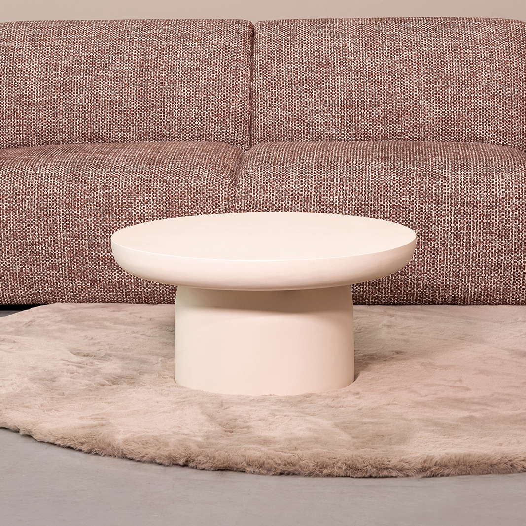 Table basse I_Mavi - Ronde - Soft Sand - Creme - Bois de mangue - LABEL51