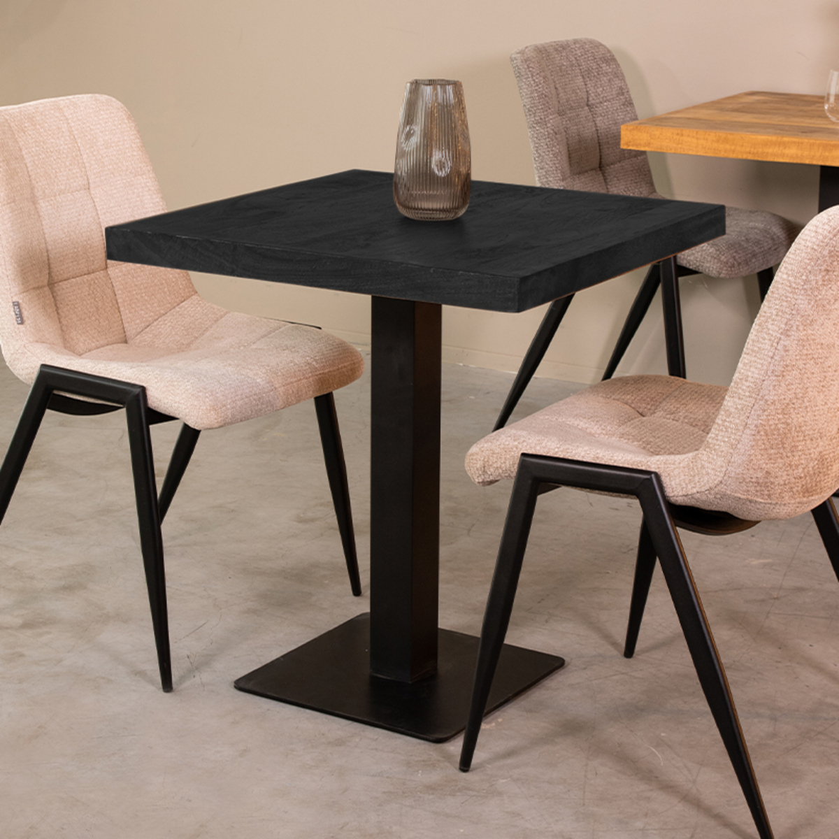 Chaise de salle à manger I_Tafelblad Straight Edge - Noir - Bois de mangue - Sans accoudoir - Moderne - LABEL51