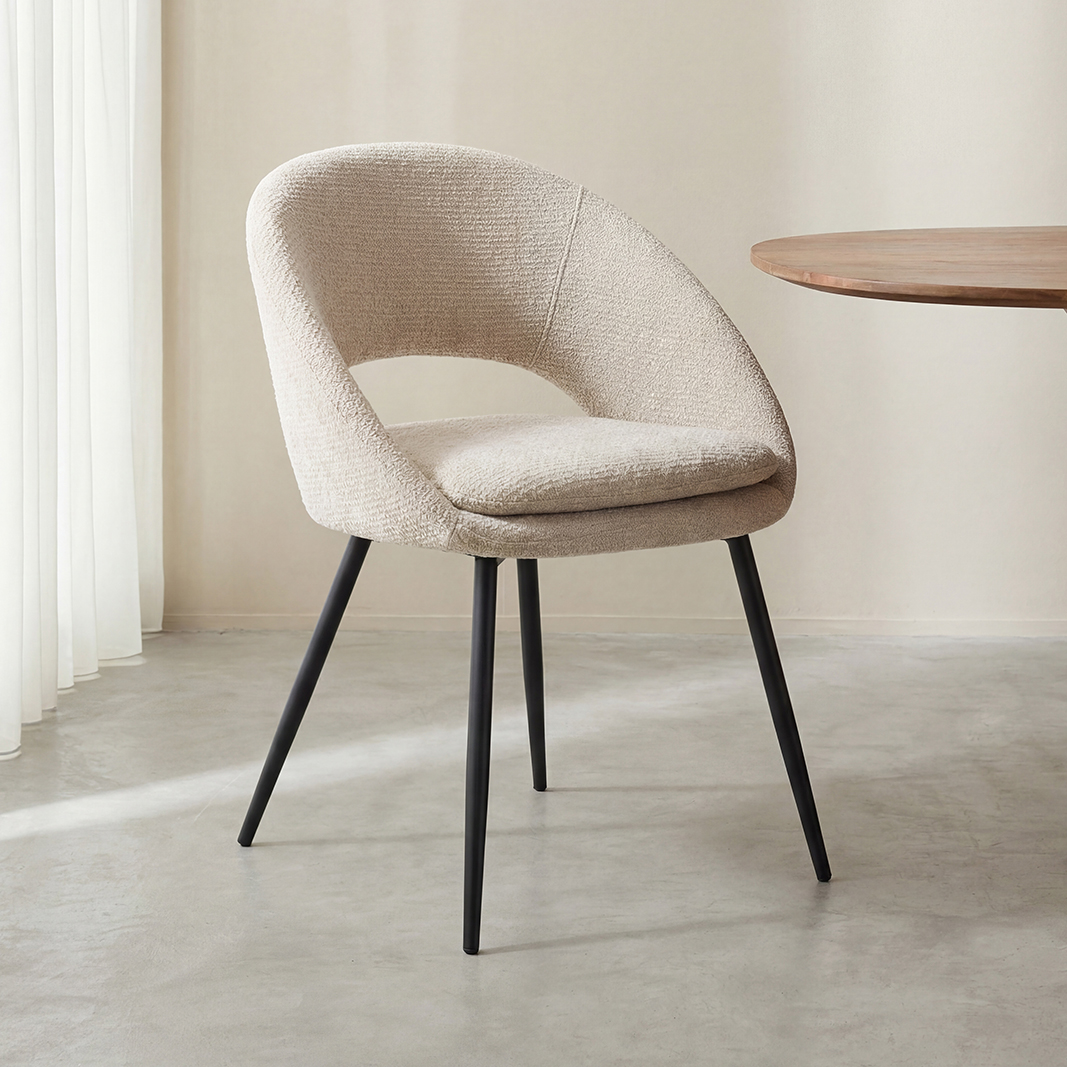 Chaises de salle à manger I_Zohra - Naturel - Chenille - Sans accoudoir - LABEL51
