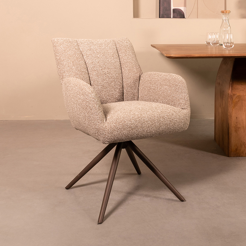 Chaise de salle à manger I_Padua - Mushroom - Marron - Royal Boucle - Sans accoudoir - LABEL51