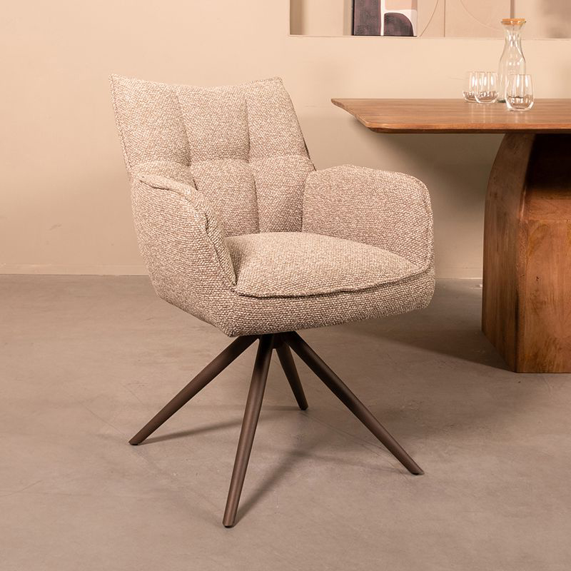 Chaise de salle à manger I_Amalfi - Mushroom - Marron - Royal Boucle - Sans accoudoir - LABEL51
