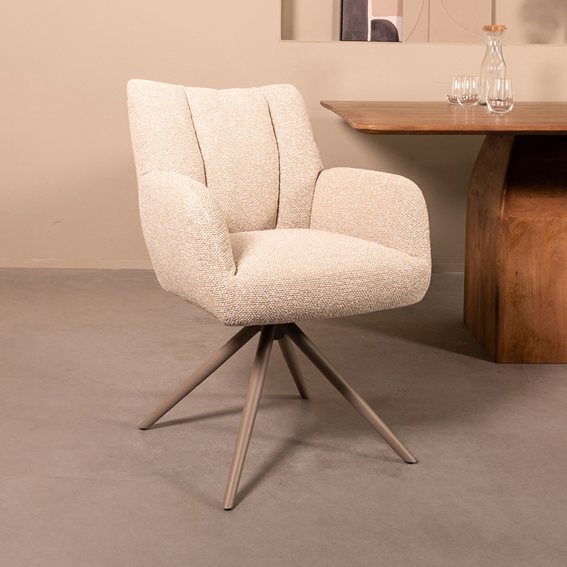 Chaise de salle à manger I_Padua - Naturel Beige - Royal Boucle - Sans accoudoir - LABEL51