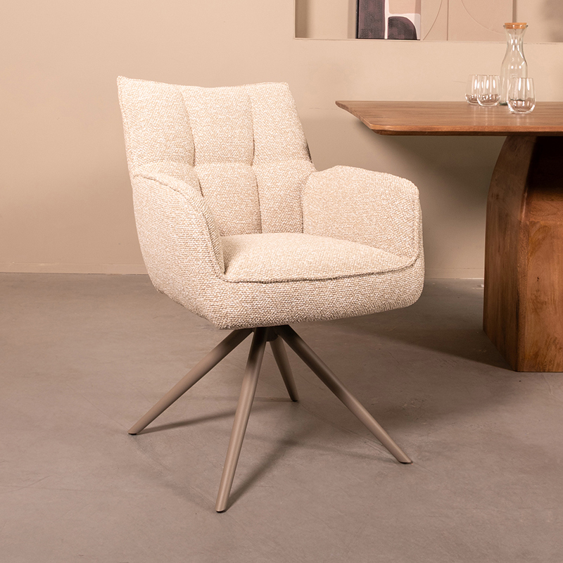 Chaise de salle à manger I_Amalfi - Naturel Beige - Royal Boucle - Sans accoudoir - LABEL51