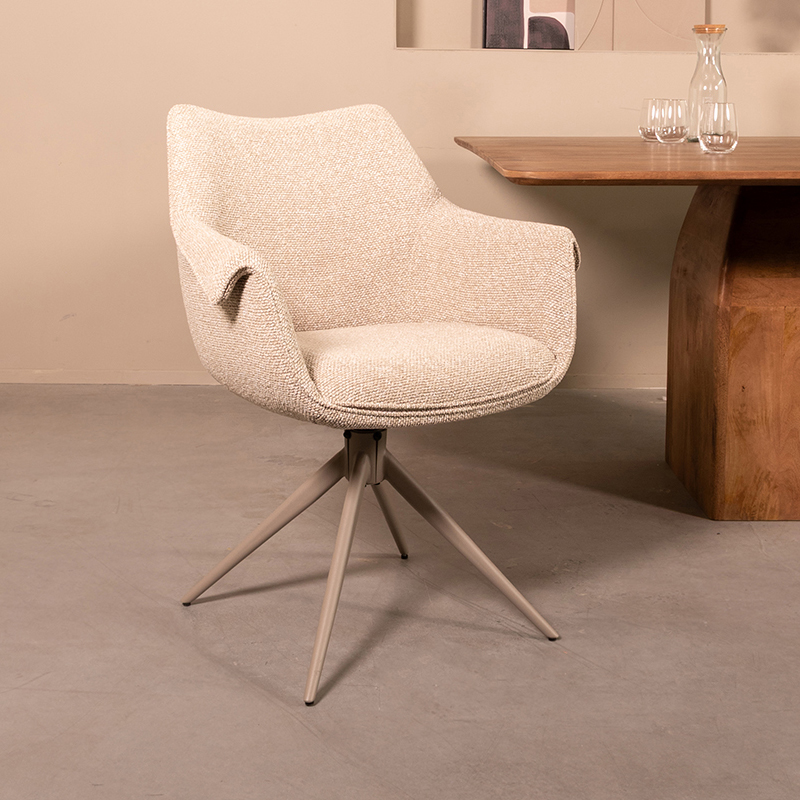 Chaise de salle à manger I_Narumi - Naturel Beige - Royal Boucle - Sans accoudoir - LABEL51