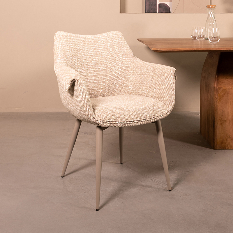 Chaise de salle à manger I_Mirai - Naturel Beige - Royal Boucle - Sans accoudoir - LABEL51