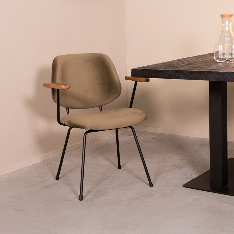 Chaise de salle à manger I_Gastron - Hunter - Vert - Velours - Sans accoudoir - Industriel - LABEL51