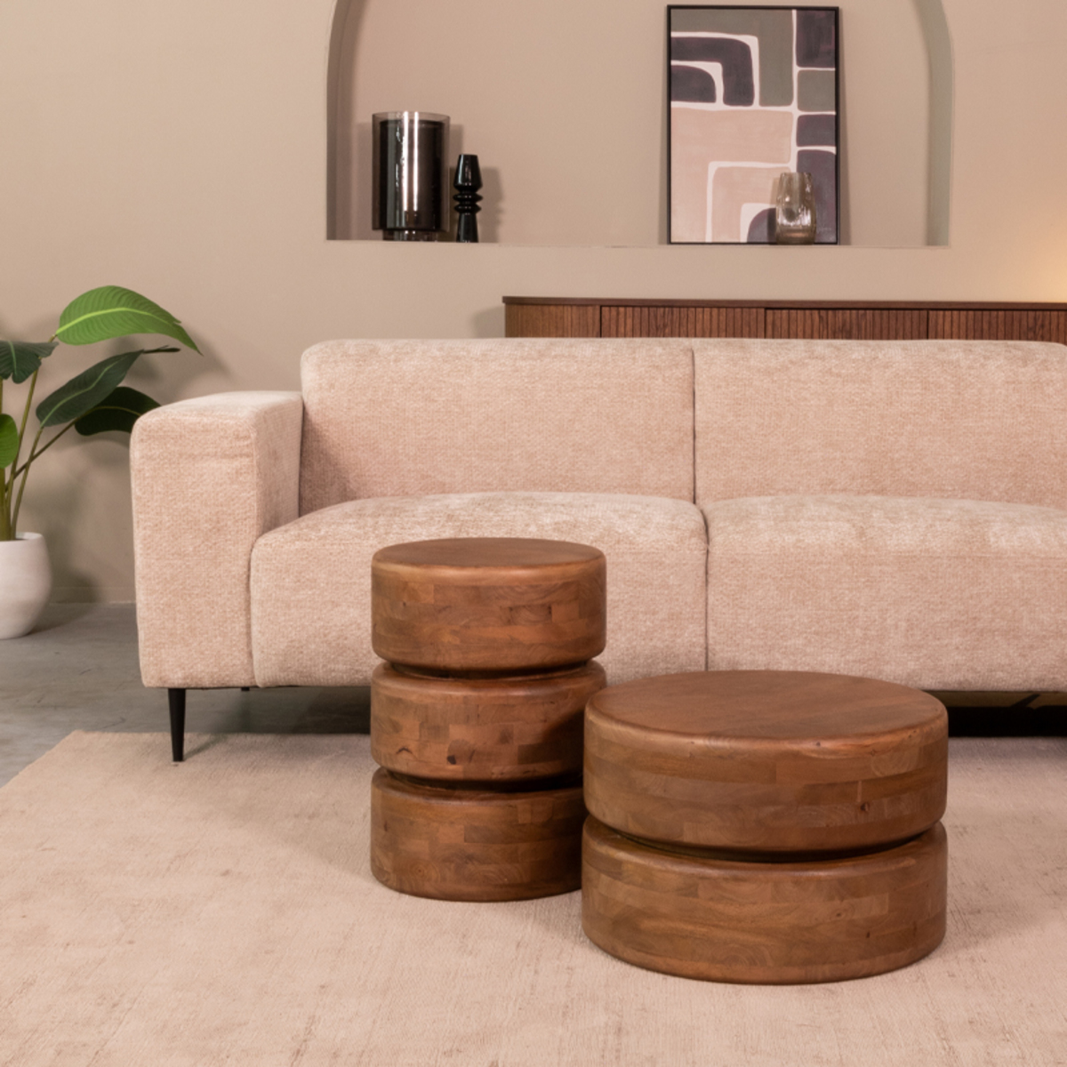 Table d'appoint I_Milly - Nature Smooth - Marron - Bois de mangue - Rurale - LABEL51