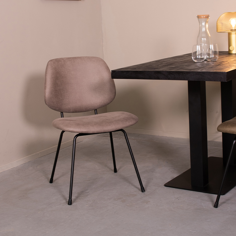 Chaise de salle à manger I_Bello - Taupe - Marron - Micro Suede - Sans accoudoir - Moderne - LABEL51