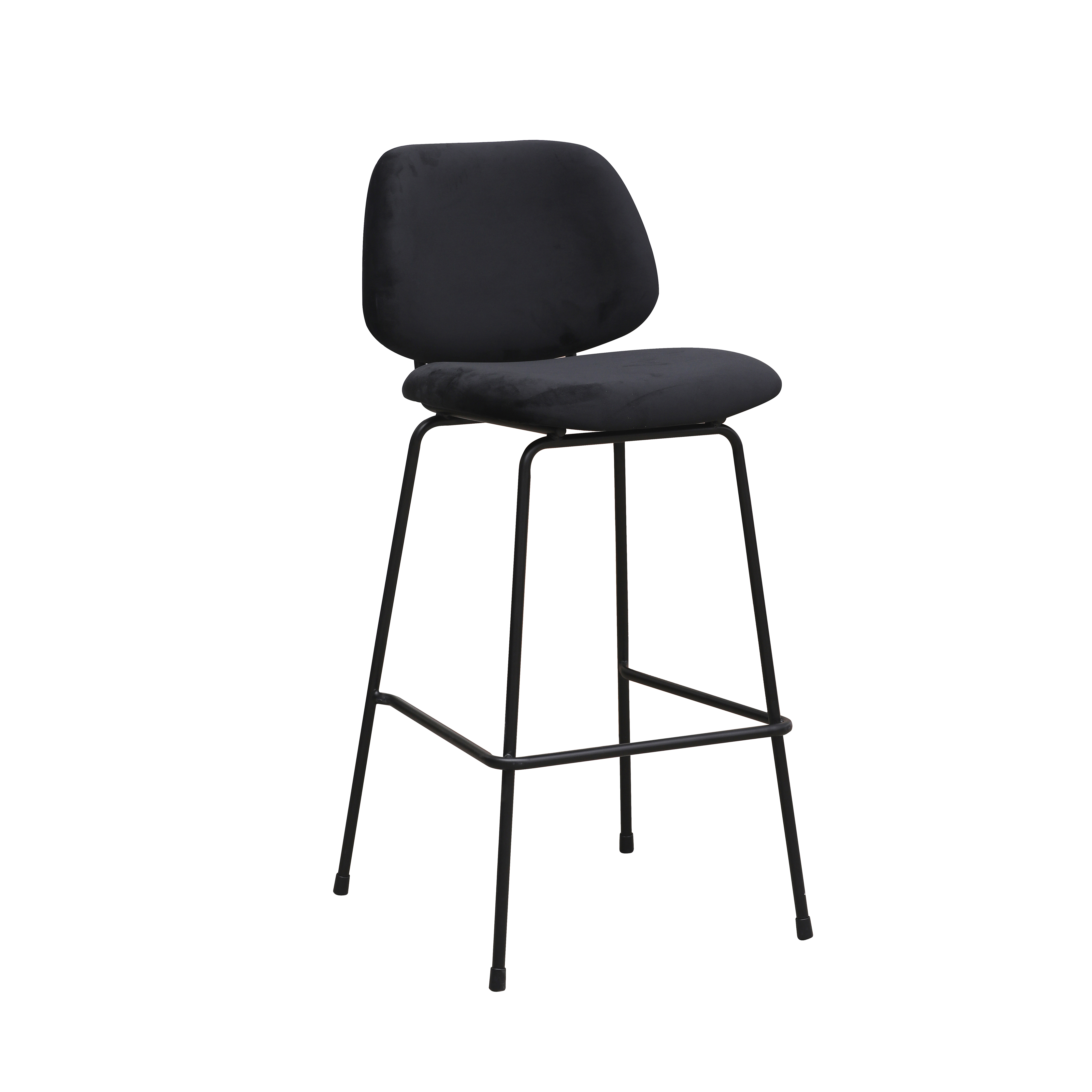 Tabouret de bar I_Bello - Hoog - Noir - Velours - Sans accoudoir - LABEL51