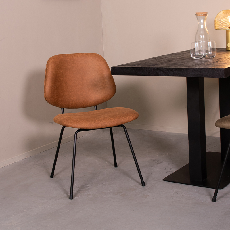 Chaise de salle à manger I_Bello - Cognac - Marron - Micro Suede - Sans accoudoir - Moderne - LABEL51