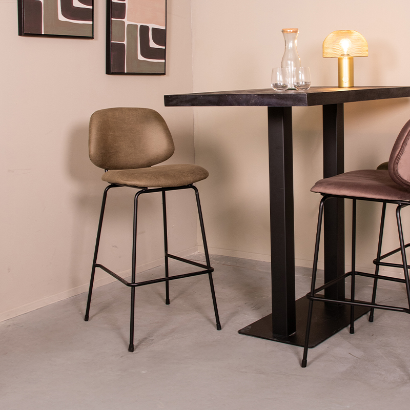 Tabouret de bar I_Bello - Hoog - Moss - Vert - Micro Suede - Sans accoudoir - Moderne - LABEL51