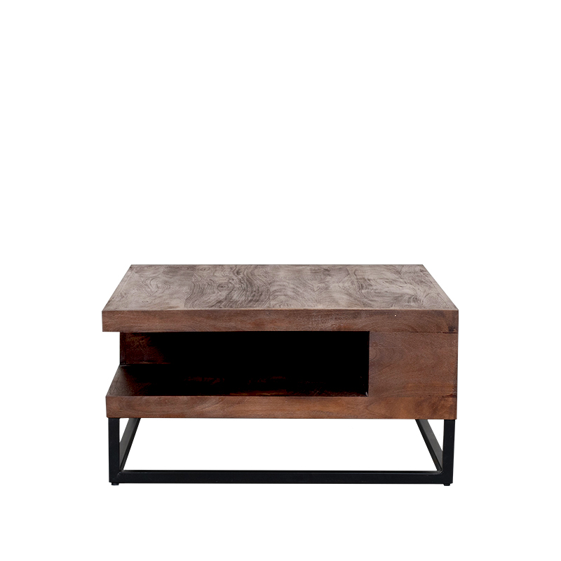 Table basse I_Cube - Équerre - Nature Smooth - Marron - Bois de mangue - Rurale - LABEL51