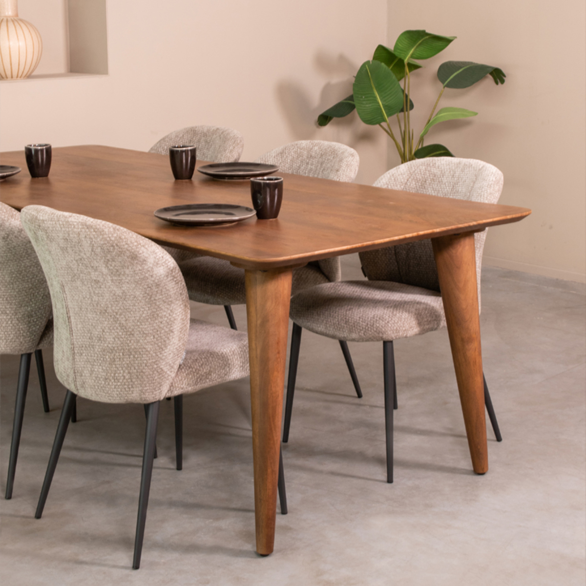 Table à manger I_Fly - Nature Smooth - Marron - Bois de mangue - Rurale - LABEL51