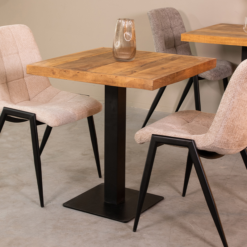 Table à manger Restauranttafel - Équerre - Naturel - Bois de mangue - Industriel - LABEL51