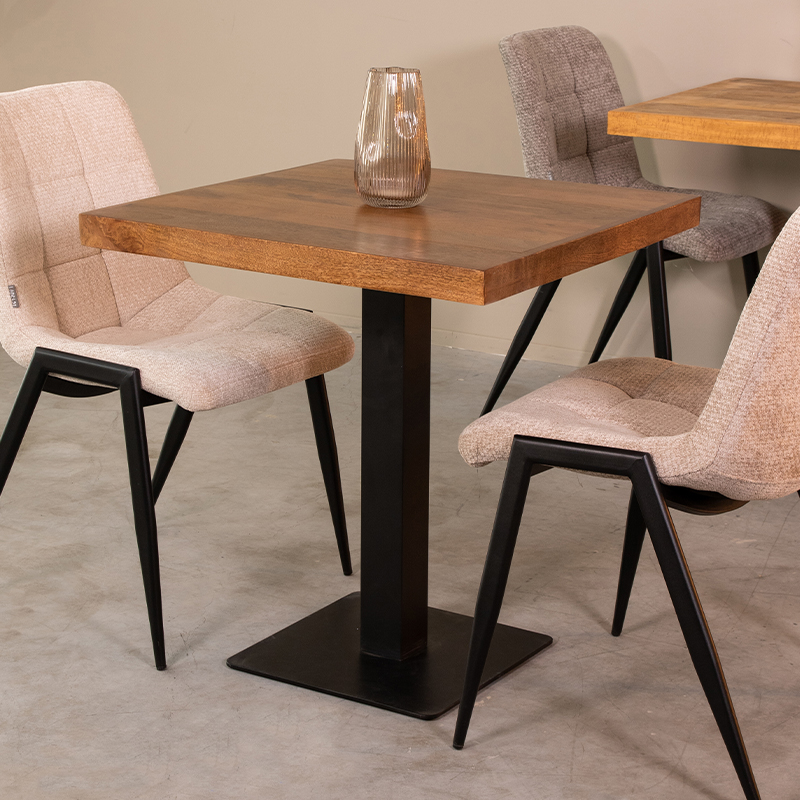 Table à manger Restauranttafel - Équerre - Nature - Naturel - Bois de mangue - Industriel - LABEL51