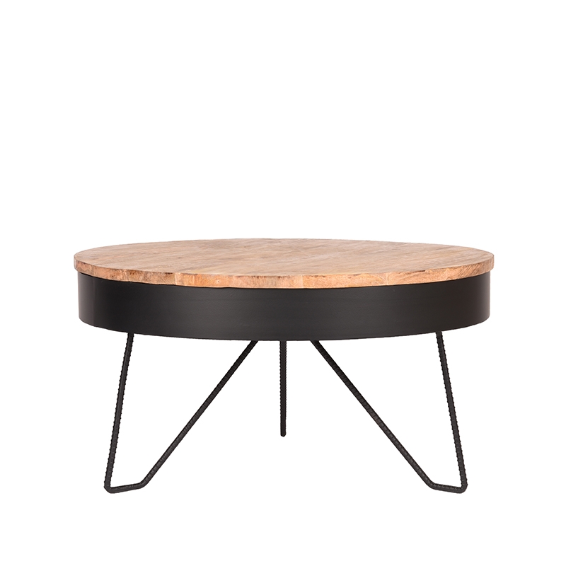 Table basse Saran - Ronde - Noir - Bois de mangue - Moderne - LABEL51